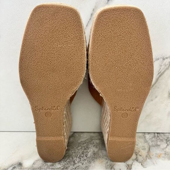 SPLENDID Britt Square Toe Cross Strap Espadrille Wedge in Brown Suede Size 10 - Picture 13 of 14